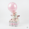 Darilna škatla z roza plišastim pingvinom ter balonom