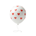 Bel balon z rdečimi srčki