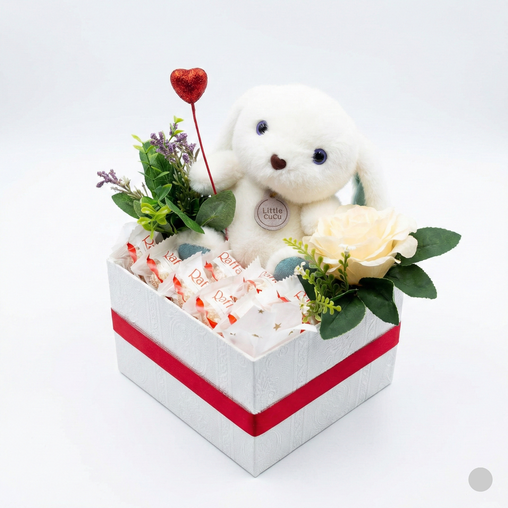 Sladka darilna škatla s plišastim zajčkom
